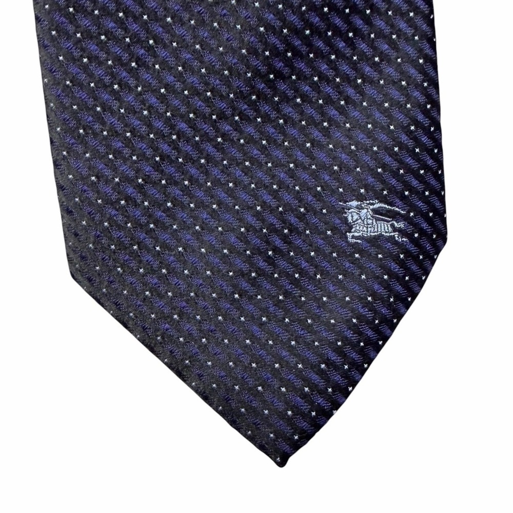 Burberry London Recent Tie Navy Geometric Equestrian Logo Woven Silk 3.25" 60.5" - Picture 4 of 5